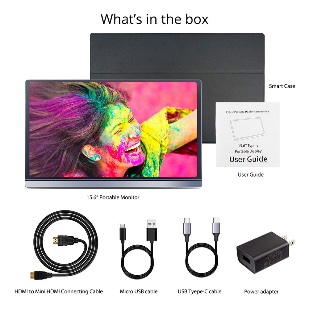 CrowVi 15.6 Inch 1080P IPS 1920 x 1080 Portable Monitor Full HD