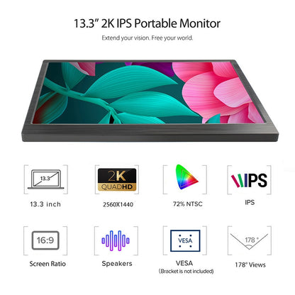 Elecrow 13.3 Inch 2K IPS 2560x1440 HD Display